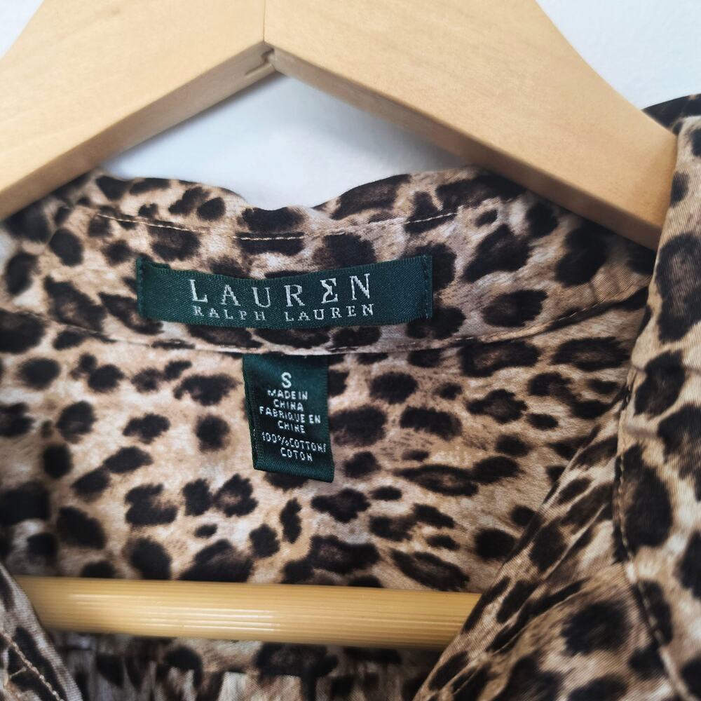 Lauren Ralph Lauren Leopard Print Button Up Shirt Sz Small Animal Print LRL - Picture 4 of 8
